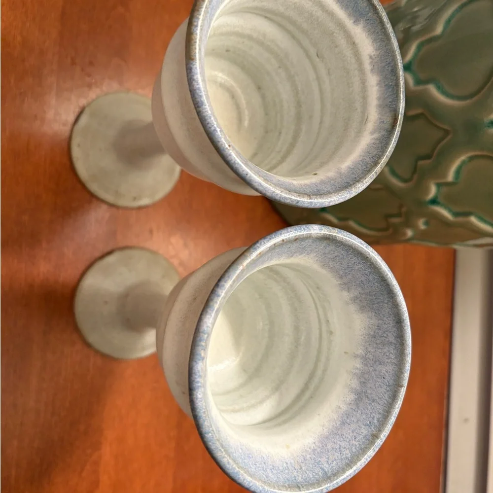 Vintage MCM  OA Studio handmade Stoneware Pottery Goblets - Picture 3 of 4
